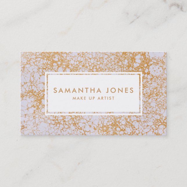 Pink Marble and Gold Make Up Artist Business Card (Front)