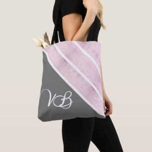 Pink Marble and Grey Tote Bag