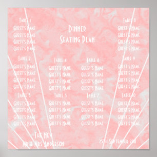 Pink Marble Art Deco Design Wedding Poster