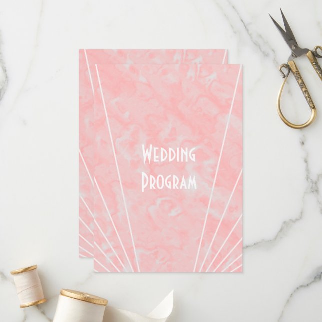 Pink Marble Art Deco Design Wedding Programme (Front/Back In Situ)
