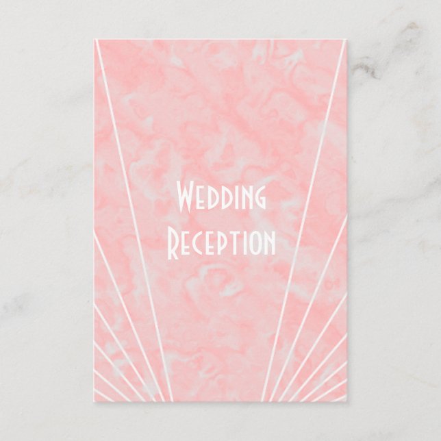 Pink Marble Art Deco Design Wedding Reception Enclosure Card (Front)