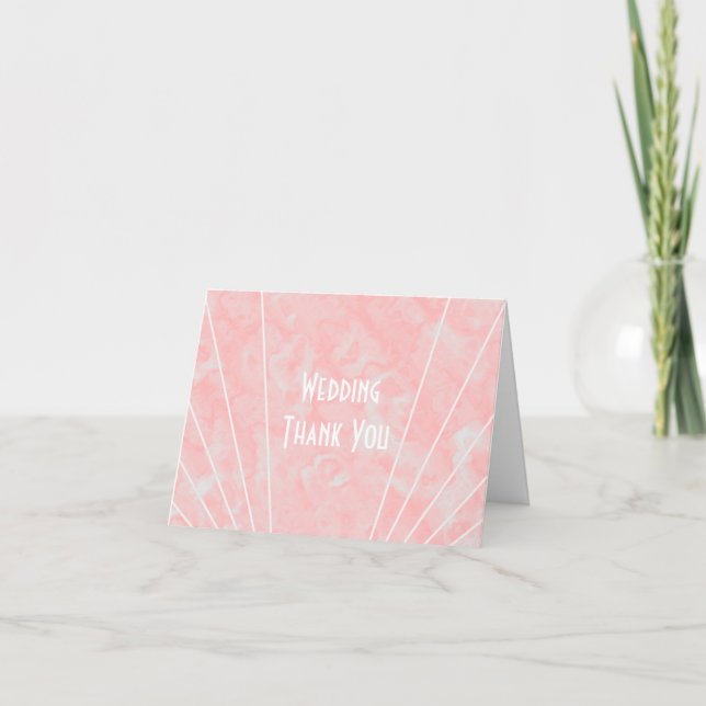 Pink Marble Art Deco Design Wedding Thank You Card (Front)