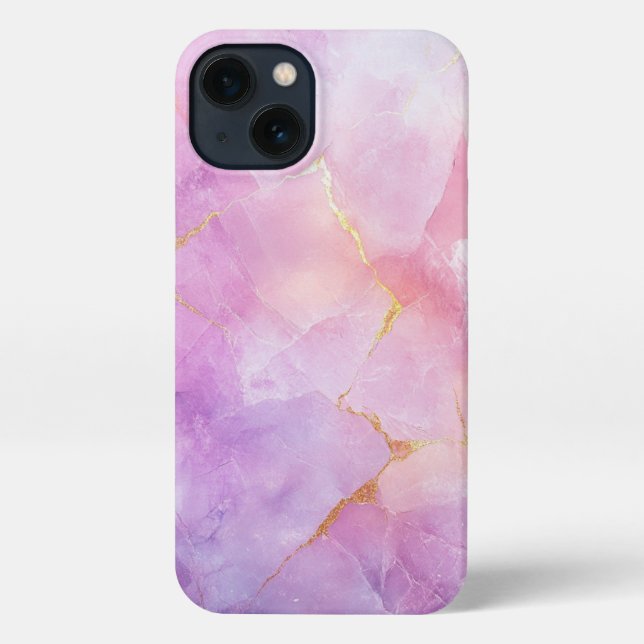 pink marble art girly gold iPhone case (Back)