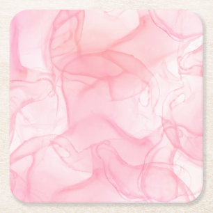 Pink marble background, fluid art background square paper coaster