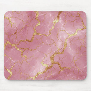 Pink Marble Background With Gold Veins Mouse Mat