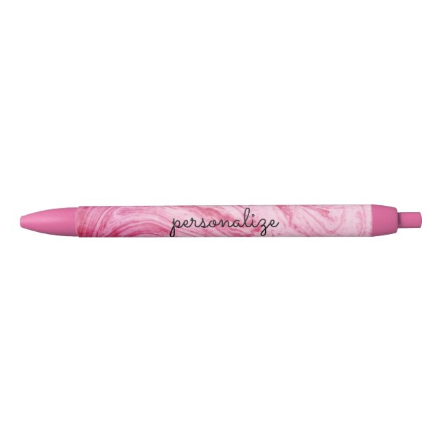 pink marble beautiful texture pattern personalise black ink pen (Front)