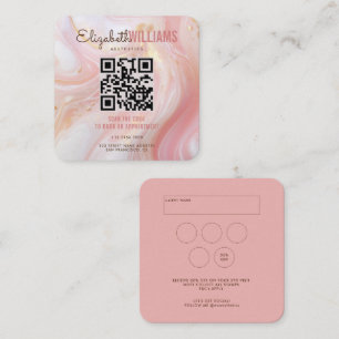 Pink Marble Beauty Aesthetics QR Code Loyalty & Square Business Card