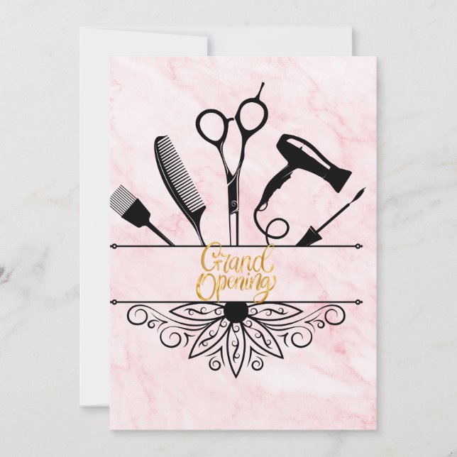 Pink Marble Beauty Salon Grand Opening Invitation (Front)