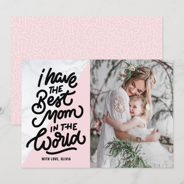 Pink & Marble Best Mum Hand Lettering Mother's Day Card (Front/Back)