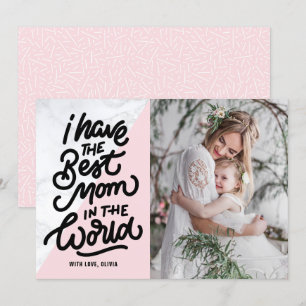 Pink & Marble Best Mum Hand Lettering Mother's Day Card
