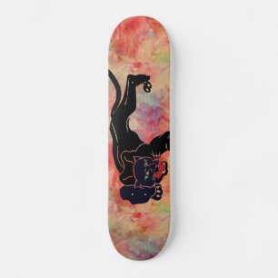 Pink Marble Black Panther Skateboard