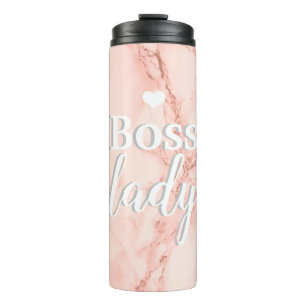 Pink Marble Boss Lady Thermal Tumbler