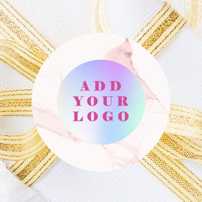 Pink marble business logo classic round sticker (Creator Uploaded)
