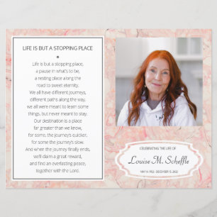Pink Marble Celebration of Life Funeral Program