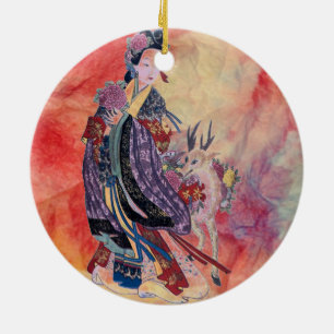 Pink Marble Ceramic Two Sided Christmas Ornament