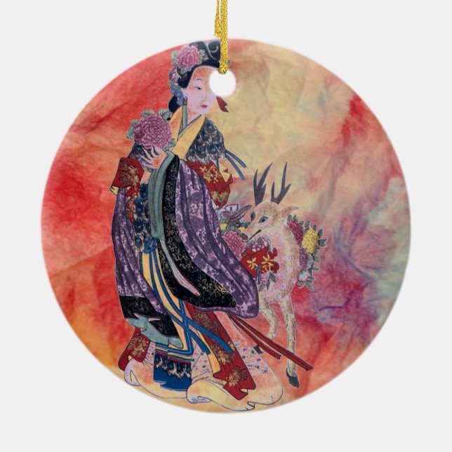 Pink Marble Ceramic Two Sided Christmas Ornament (Back)