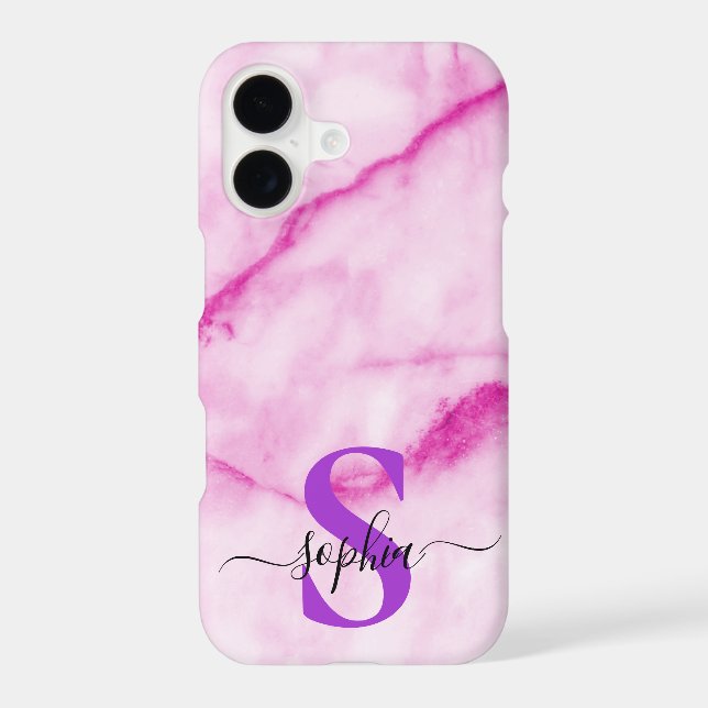 pink marble chic gold glitter monogram (Back)