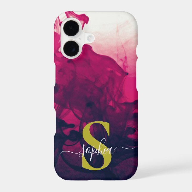 pink marble chic gold glitter monogram (Back)