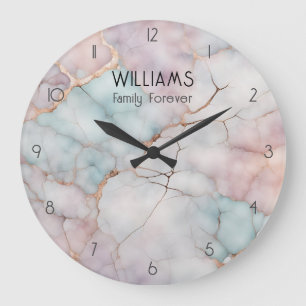 Pink Marble Clocks Personalized