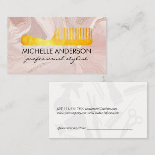 Pink Marble Comb Appointment Card
