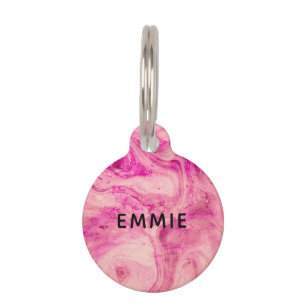 Pink Marble Custom Name Pet Tag
