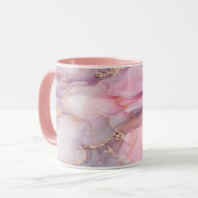 pink marble cute elegant grey mug (Front Left)