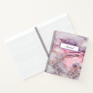 pink marble cute elegant grey notebook