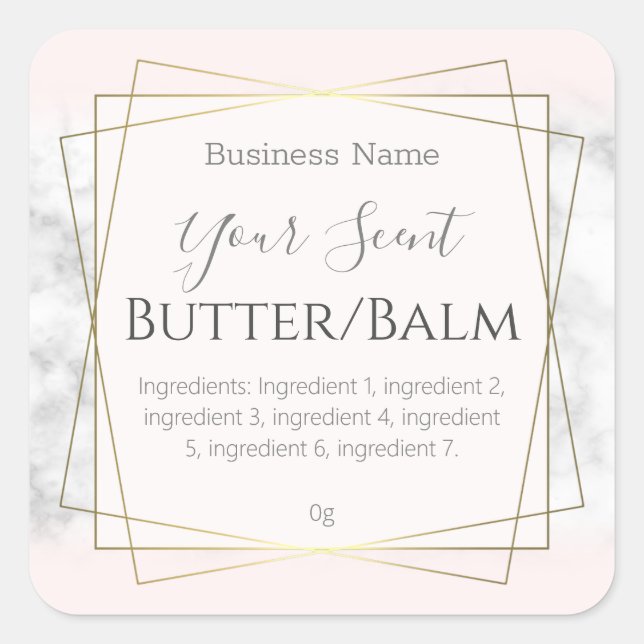 Pink Marble Face Cream Body Butter Lip Balm Label (Front)