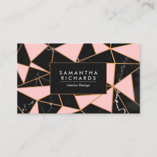 Pink & Marble Geometric Mosaic Business Card
