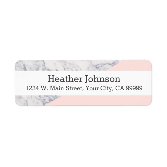 Pink Marble Geometric Pattern Colorblock Girly Return Address Label