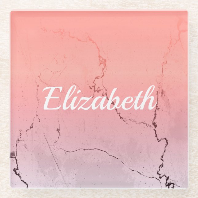 Pink Marble Glass Coaster (Front)