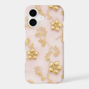 Pink Marble Gold Filigree iPhone 17 Slim Case