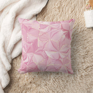 Pink Marble Gold Geode Abstract Pattern Cushion