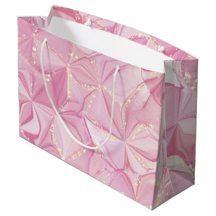 Pink Marble Gold Geode Abstract Pattern Large Gift Bag
