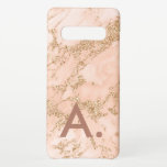 Pink Marble Gold Glitter Monogram Custom Initial  Samsung Galaxy Case<br><div class="desc">Personalise by adding your own initial.</div>