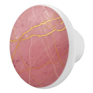 Pink marble gold stone, natural door pull, luxury ceramic knob