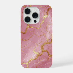 💖 Pink Marble Gold Veins ✨ Luxe Feminine Modern iPhone 15 Pro Case