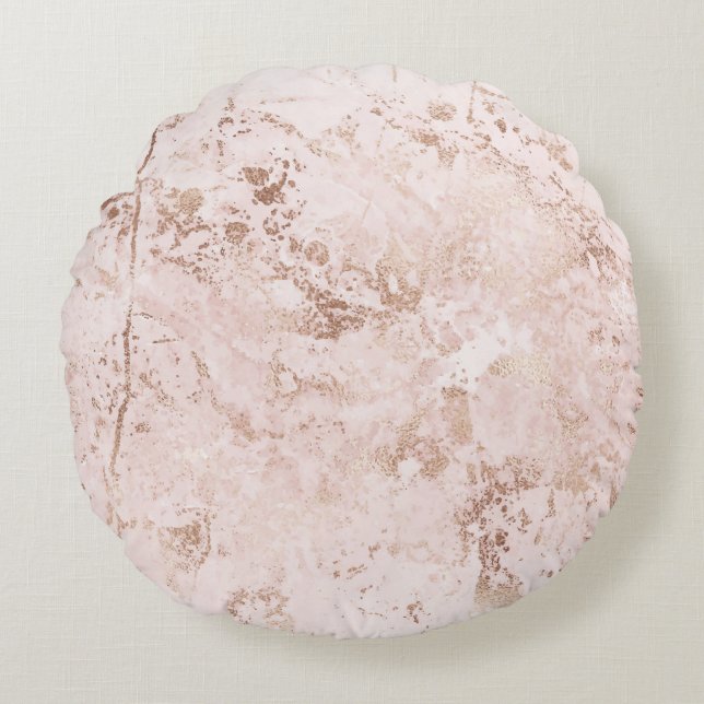 Pink marble: golden texture background. round cushion (Front)