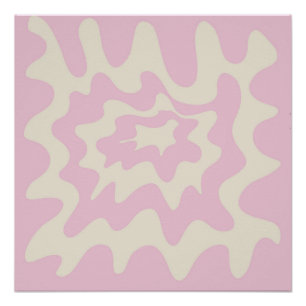 Pink Marble Groovy Wavy Stripe Modern Spring Poster