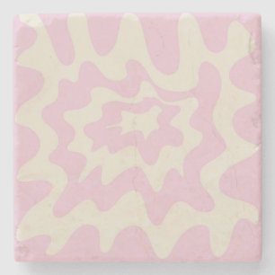 Pink Marble Groovy Wavy Stripe Modern Spring Stone Coaster