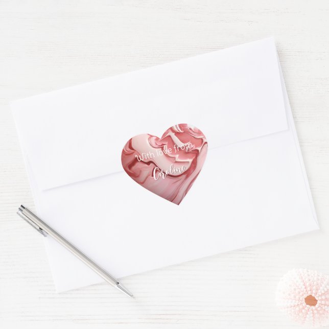 Pink marble heart heart sticker (Envelope)