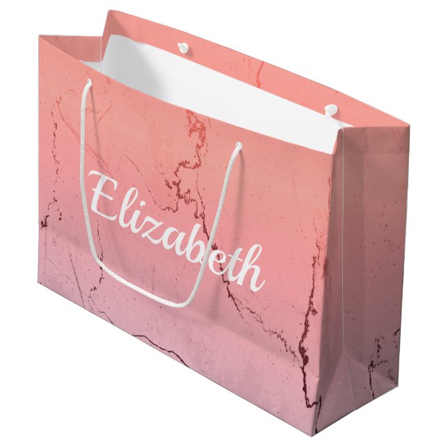 Pink Marble Large Gift Bag (Front Angled)