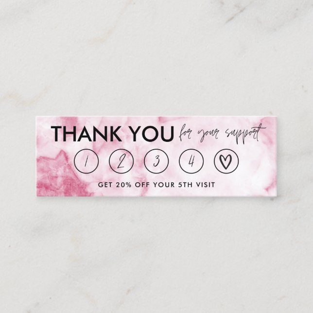 Pink Marble Makeup Hair Thanks Loyalty Card (Front)