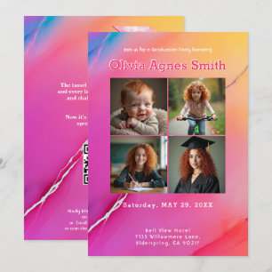 Pink Marble Milestone Collage QR Code Invitation