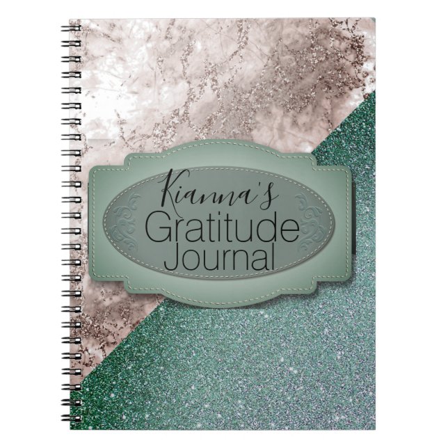 Pink Marble Minty Green Gratitude Notebook (Front)