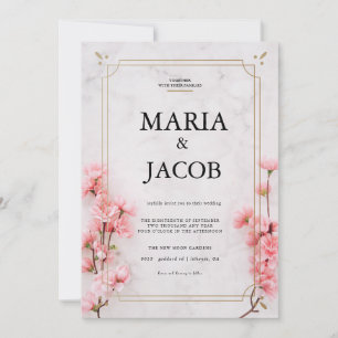 Pink Marble  Modern  Wedding  Invitation