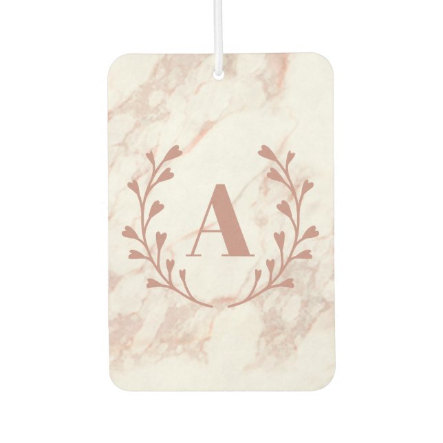 Pink Marble Monogram Any Initial & Name Custom  Ca Car Air Freshener (Front)