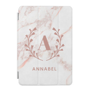 Pink Marble Monogram Any Initial & Name Custom iPad Mini Cover