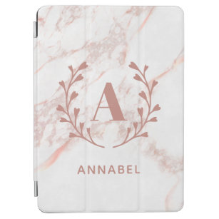 Pink Marble Monogram Any Initial & Name Custom iPad Air Cover