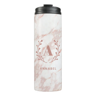 Pink Marble Monogram Any Initial & Name Custom  Thermal Tumbler